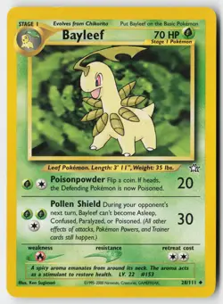 Pokemon Bayleef - 28/111 - Uncommon Neo Genesis Unlimited LP - Image 1