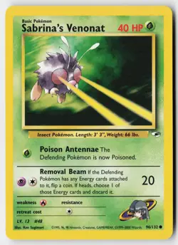 Pokemon Sabrina's Venonat - 96/132 - Common Gym Heroes Unlimited LP - Image 1