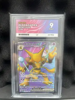 Pokemon Alakazam EX Full Art TCG Card 188/165, 151 Ace Graded 9 Mint - Image 1