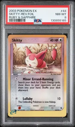 Skitty Reverse Holo 44/109 Ruby & Sapphire Pokemon PSA 8 - Image 1