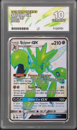 Pokemon Scizor GX SV72/SV94 Hidden Fates Shiny Full Art 2019 ACE 10 Gem Mint - Image 1