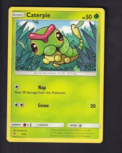 Caterpie 1/30 Lycanroc Trainer Kit SM Base Set Pokemon Near Mint - Image 1
