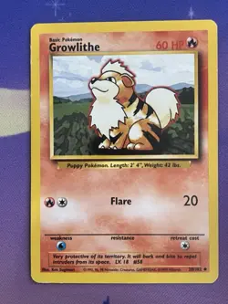 Pokemon TCG Growlithe Base Set, Unlimited Uncommon Card 28/102 - Image 1