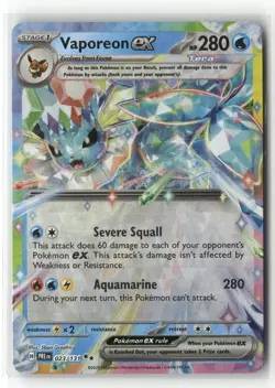 VAPOREON EX 023/131 HOLO DOUBLE RARE PRISMATIC EVOLUTIONS POKEMON NM/M - Image 1