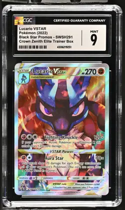 CGC 9 MINT Pokemon Lucario VSTAR SWSH291 Crown Zenith Black Star ENGLISH PROMO - Image 1