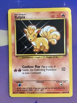 Vulpix 68/102 Pokemon Card Base Set Common 50 HP BENT - Image 1