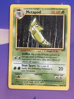 Pokemon TCG Metapod Base Set 54/102 Regular Unlimited Common - Image 1