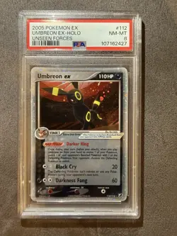 2005 POKEMON EX UNSEEN FORCES #112 UMBREON EX-HOLO PSA 8 - Image 3