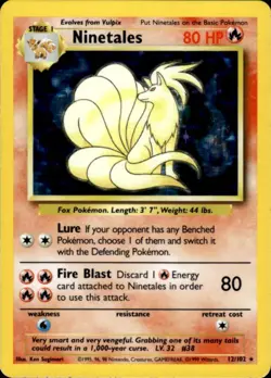 Pokemon Ninetales 12/102 Base Set Rare Holo Near Mint - Image 1