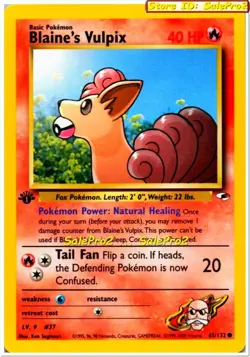 BLAINE'S YULPIX pokemon GYM HEROES 40 HP HEALING 1ST FIRST EDITION MINT #65/132 - Image 1