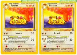 2x PERSIAN pokemon JUNGLE SET SCRATCH POUNCE 70 HP OUT OF PRINT RARE 42/64 LOT - Image 1
