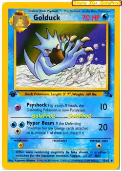 GOLDUCK pokemon FOSSIL TCG 70 HP HYPER BEAM UNC MINT 1ST FIRST EDITION #35/62 - Image 1