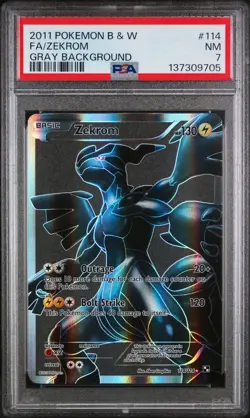 2011 POKEMON B&W GRAY BACKGROUND #114 FULL ART/ZEKROM PSA 7 - Image 1
