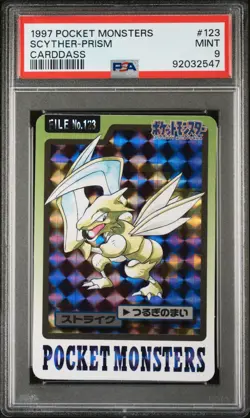 1997 POCKET MONSTERS CARDDASS #123 SCYTHER-PRISM PSA 9 - Image 1