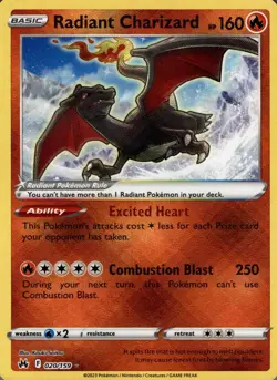 Radiant Charizard 020/159 Radiant Rare Crown Zenith Pokemon Holo Near Mint - Image 1