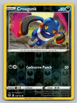 Croagunk 109/195 Common Silver Tempest Pokemon Reverse Holo Near Mint - Image 1