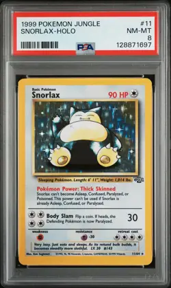 1999 POKEMON JUNGLE #11 SNORLAX-HOLO PSA 8 - Image 1