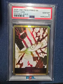 2025 ONE PIECE PRB02 PREMIUM BOOSTER VOL. 2 ENGLISH SHANKS GOLD DON!! PSA 10 - Image 1