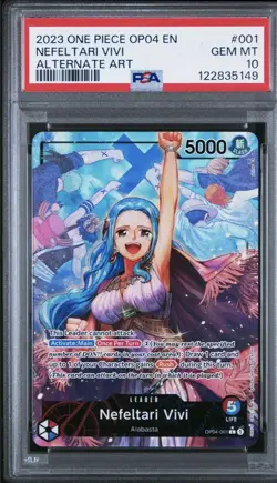 One Piece 2023 Nefeltari Vivi Leader Alternate Art OP04-001 PSA 10 - Image 1