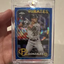 2024 Topps Chrome - Nick Gonzales #72 Pirates Blue Wave Refractor /75 RC - Image 2