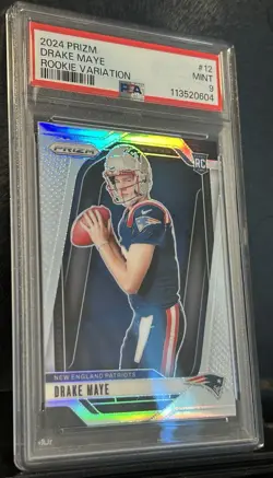 2024 Panini Prizm - Rookie Variations Drake Maye #12 Silver PSA 9 - Image 3