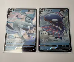 Pokemon TCG Glaceon V 038/159 + Kyogre V 037/159 Crown Zenith Holo 2 Lot - Image 1