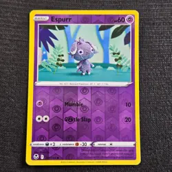 Pokemon Silver Tempest Espurr 081 Reverse Holo Lightly Played - Image 1