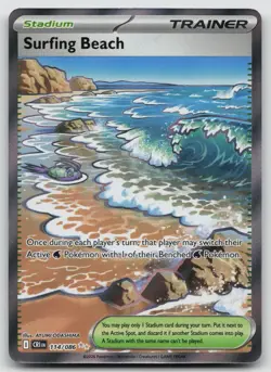 Surfing Beach 114/086 Ultra Rare Chaos Rising Pokemon Holo Near Mint - Image 1