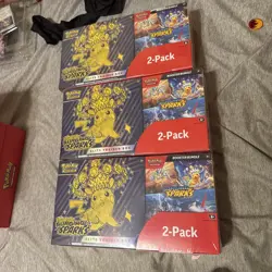 Pokemon Surging Sparks Elite Trainer Box + Booster COSTCO 2-PACK SEALED LOT OF3 - Image 1