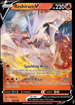 Pokemon TCG Reshiram v Silver Tempest 024/195 Holo Ultra Rare - Image 1
