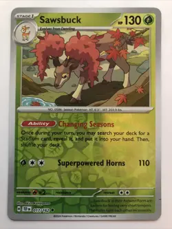Pokemon TCG Temporal Forces Sawsbuck Reverse Holofoil 017/162 NM - Image 1