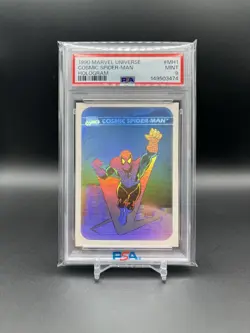 1990 Marvel Universe Cosmic Spider-Man Hologram #MH1 PSA 9 MINT - Image 1