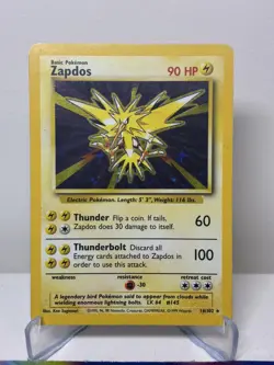 Zapdos 16/102 Holo Rare Base Set Unlimited - Pokemon Card WOTC MP - Image 1