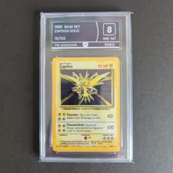 Zapdos 16/102 Base Set Rare Holo Pokemon Card Graded 8 NM-MT - Image 1