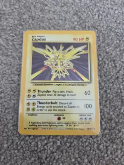 Pokemon Zapdos Holo Rare Card 16/102 Base Set 1999 Vintage WOTC, NM/LP Condition - Image 1