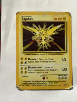 Pokemon TCG Zapdos Holo Rare Card Base Set 16/102 WOTC Heavy Played 1999 - Image 1