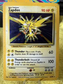 Pokemon TCG Zapdos Holo Rare Card Base Set 16/102 WOTC 1999 - Image 1