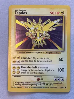 Pokemon TCG Zapdos Holo Rare Card Base Set 16/102 1999 WOTC Lp-mp - Image 1
