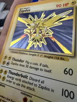 Pokemon TCG Zapdos Holo Rare Card 16/102 Base Set Vintage WOTC - Image 1