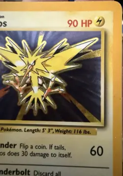 Pokemon TCG Zapdos Holo Rare Card 16/102 Base Set Vintage WOTC - Image 3
