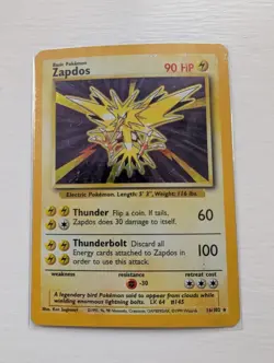 Pokemon TCG Zapdos Holo Rare Card Base Set 16/102 WOTC Heavy Played - Image 1