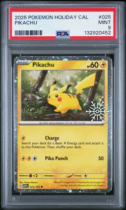 2025 POKEMON HOLIDAY CALENDAR #025 PIKACHU PSA 9 - Image 1