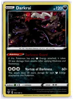 Darkrai 105/189 Cosmos Holo Promo Darkness Ablaze Pokemon TCG Card - Image 1
