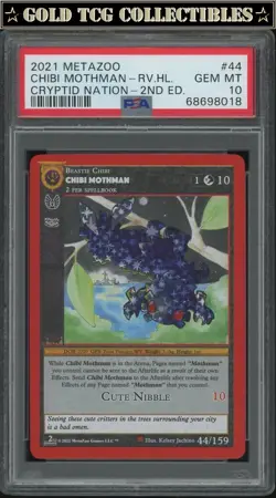 PSA 10 ⭐ MetaZoo Chibi Mothman Cryptid Nation Reverse Holo 2nd Edition Card - Image 1