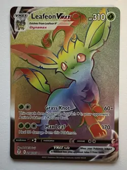 Pokemon Evolving Skies 2021 Leafeon VMAX Rainbow Secret Rare Card #204/203 NM - Image 1