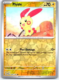 Plusle 060/182 Common Paradox Rift Pokemon Reverse Holo NM - Image 1