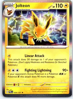 Jolteon 029/131 Holo Rare Prismatic Evolutions Pokemon Holo NM - Image 1