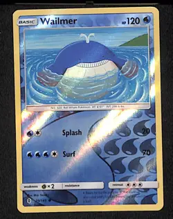 Wailmer 29 Common Pokemon Guardians Rising 145 Reverse Holo 2017 - Image 1