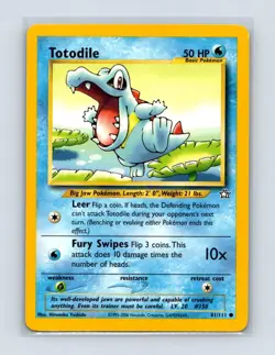 Totodile 81/111 Common Neo Genesis Pokemon Unlimited Lightly Played - Image 1
