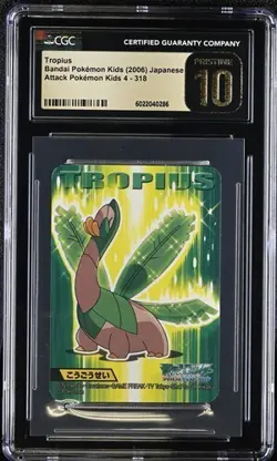 CGC 10 PRISTINE JAPANESE POKEMON KIDS TROPIUS ATTACK #318 POP 1 BANDAI 649B - Image 1